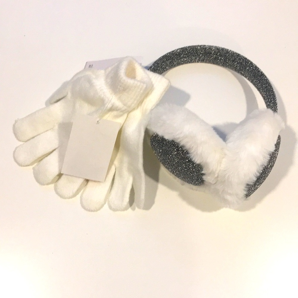 CAPELLI NY Glimmer Faux Fur Earmuffs & Gloves Set